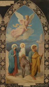 Esquisse pour l'église saint Laurent : Saint Joseph aux pieds de Jésus Christ - la Fuite... 1878. Creator: Louis Stanislas Faivre-Duffer