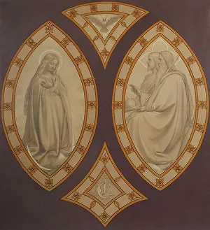 Esquisse pour l'église Saint-Séverin : La Vierge devant la Trinité. Creator: Joseph Félon