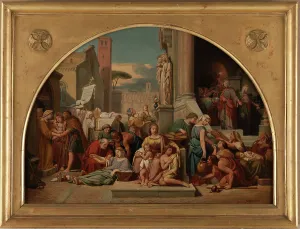 Jean Louis Bezard Prints: Esquisse pour l'église Sainte-Elisabeth : Les sept oeuvres de miséricorde