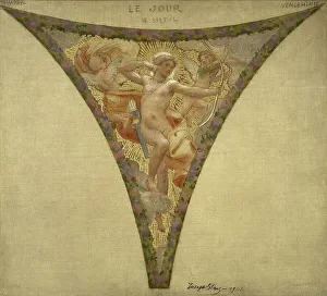 Paul Joseph Blanc Prints: Esquisse pour l'escalier des fêtes de l'Hôtel de Ville - Le Jour - le Soleil ; Messidor