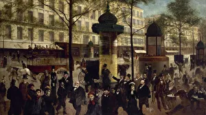 Dumas Alexandre Prints: Esquisse pour un panorama du boulevard Montmartre animé des personnalités parisiennes
