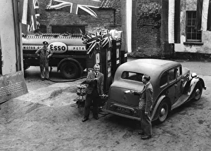 Esso garage at the end of petrol rationing 1950. Creator: Unknown Esso garage at the end of petrol rationing 1950. Creator: Unknown