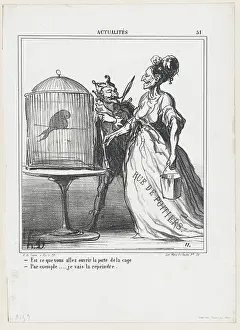 Paint Prints: Est-ce que vous allez ouvrir la porte de la cage... 1870. Creator: Honore Daumier