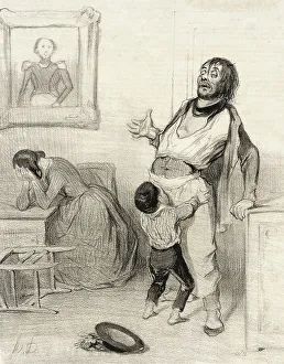 Excuse Prints: Est-il permis de revenir de Bercy dans un état pareil.. 1843. Creator: Honore Daumier