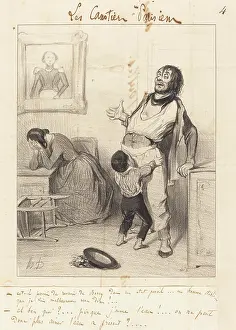 Hand Gestures Prints: Est-il permis de revenir de Bercy dans un etat pareil.. 1843. Creator: Honore Daumier