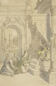 Esther before Ahasuerus, 1712-1767. Creator: Gerard Sanders