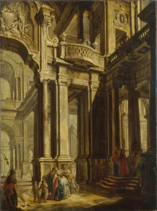 Esther before Ahasuerus. Artist: Bigari, Vittorio Maria (1692-1776) Esther before Ahasuerus. Artist: Bigari, Vittorio Maria (1692-1776)
