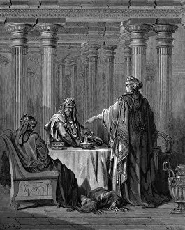 Esther (c450 BC) before her husband King Ahasuerus (Xerxes I) of Persia, 1866. Artist: Gustave Dore