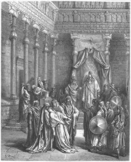 Unconscious Gallery: Esther in the presence of Ahasuerus, 1866. Artist: Gustave Dore