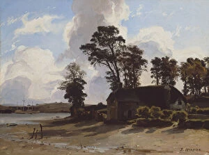 Thatched Gallery: The Estuary Farm, 1830 / 35. Creator: Jules Dupré
