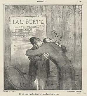Consoling Prints: Et ces deux grands débris se consolaient, 19th century. Creator: Honore Daumier