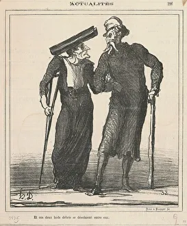 Crutch Prints: Et ces deux laids débris se désolaient entre eux, 19th century. Creator: Honore Daumier