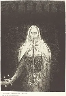 Et il avait dans sa main droit sept etoiles, et de sa bouch sortait une epee aigue... 1899. Creator: Odilon Redon