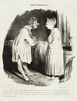 Night Cap Prints: Et les cinq Francs de ce matin?.. 1839. Creator: Honore Daumier