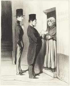 Legal Document Prints: Et parlant a sa portiere ainsi declaree... 1845. Creator: Honore Daumier