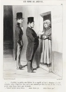 Legal Document Prints: Et parlant a sa portiere ainsi declaree... 1845. Creator: Honore Daumier