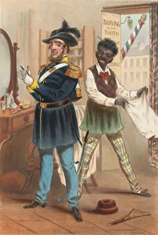 Barbers Shop Prints: Etats-Unis d Amerique 1865 - Offr. de Dragons, 1865. Creator: Draner