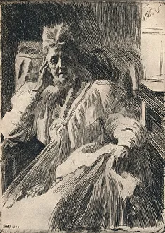 An Etching of the Dowagger Queen of Sweden, c1909. Artist: Anders Leonard Zorn An Etching of the Dowagger Queen of Sweden, c1909. Artist: Anders Leonard Zorn
