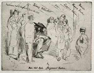 1834 1903 Prints: Twelve Etchings from Nature: Title Page - Delauney Sketching, 1858