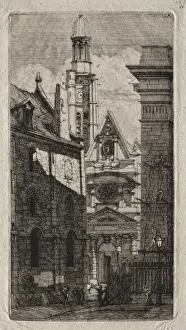 Etchings of Paris: Church of St. Stephen of the Mount, 1852. Creator: Charles Meryon (French