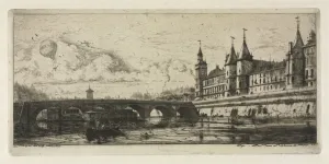 Charles Meryon French Prints: Etchings of Paris: The Exchange Bridge, 1854. Creator: Charles Meryon (French, 1821-1868)