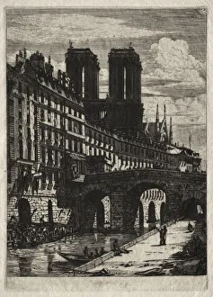 Charles Meryon French Prints: Etchings of Paris: The Little Bridge, 1850. Creator: Charles Meryon (French, 1821-1868)