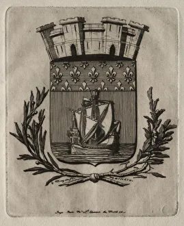 Etchings of Paris: The Symbolical Arms of the City of Paris, 1854. Creator: Charles Meryon (French