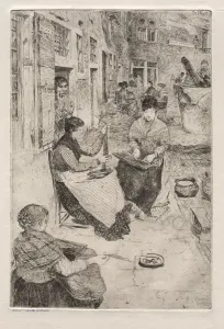 Otto H Bacher American Prints: Etchings of Venice: Bead Stringers, 1882. Creator: Otto H. Bacher (American, 1856-1909)