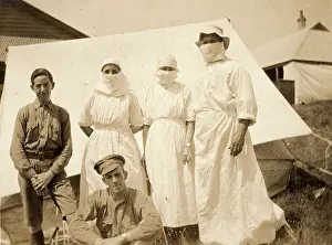 Healthcare Prints: Ethel Newland and fellow nurses and military, c1918. Creator: Unknown
