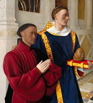 Fouquet Prints: Etienne Chevalier with Saint Stephen, ca 1454. Artist: Fouquet, Jean (1420?1481)