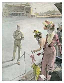 Eton v Harrow at Lord s: A Boundary Hit, late 19th or early 20th century(?).Artist: Anglo