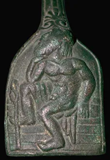 Etruscan bronze of an augur watching the flight of birds, 6th century BC