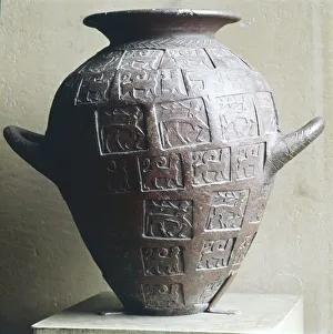 Etruscan Jar stamped with Centaurs and winged lions, 6th century BC