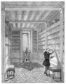 Bookshelves Gallery: The Etruscan Library, 1845. Creator: Unknown