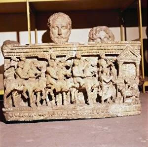 Nearing Gallery: Etruscan Sarcophagus of Funeral procession approaching a shrine