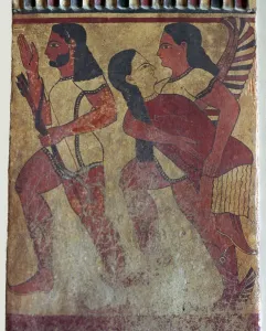 Caere Gallery: Etruscan tomb painting of a fury carrying away a dead persons soul, 6th century BC