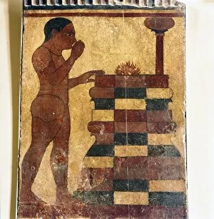 Caere Gallery: Etruscan Tomb-Painting of Man at Altar from Caere, late 6th century BC