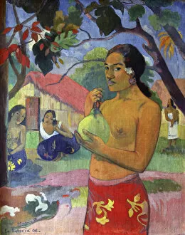 Images Dated 21st June 2011: Eu haere ia oe (Woman Holding a Fruit. Where Are You Going?), 1893. Artist: Paul Gauguin