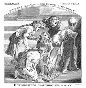 Basire Gallery: Euclid, Ancient Greek mathematician, demonstrating to his students, 1806. Artist: James Basire II