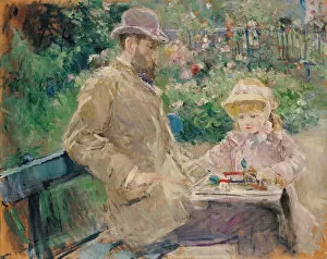 Berthe 1841 1895 Gallery: Eugene Manet and His Daughter in the Garden at Bougival