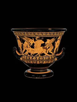 Attica Gallery: The Euphronios Krater (Sarpedon krater). Sarpedons body carried by Hypnos and Thanatos, c. 510-c. 5