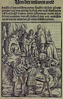 Settlers Prints: A European about to be attacked by an indigenous person, 1509. Creator: Unknown