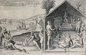 Africans Prints: Two Europeans at an audience with a king, 1605. Creator: Unknown