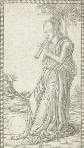 Tarocchi Prints: Euterpe (Euterpe XVIII), ca. 1465-67. Creator: Master of the E-Series Tarocchi