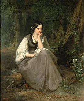 Contemplative Prints: Evangeline, 1861. Creator: Christian Schussele