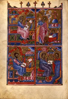 Saint Mark Prints: The Four Evangelists (Manuscript illumination from the Matenadaran Gospel), 1368
