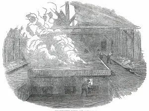 Miners Prints: Evaporating House and Salt Pan, Marston Salt-Pit, 1850. Creator: Unknown