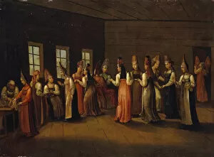 Matrimony Gallery: Eve-of-the-wedding party in a Merchants House, First quarter of 19th century. Artist: Anonymous