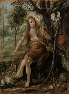 Book Of Genesis Prints: Eve Spinning, 1600-1625. Creator: Monogrammist SI