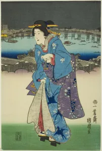 Platform Shoes Prints: Evening Amusements at Ryogoku in the Eastern Capital (Toto Ryogoku yoasobi no zu), 1859
